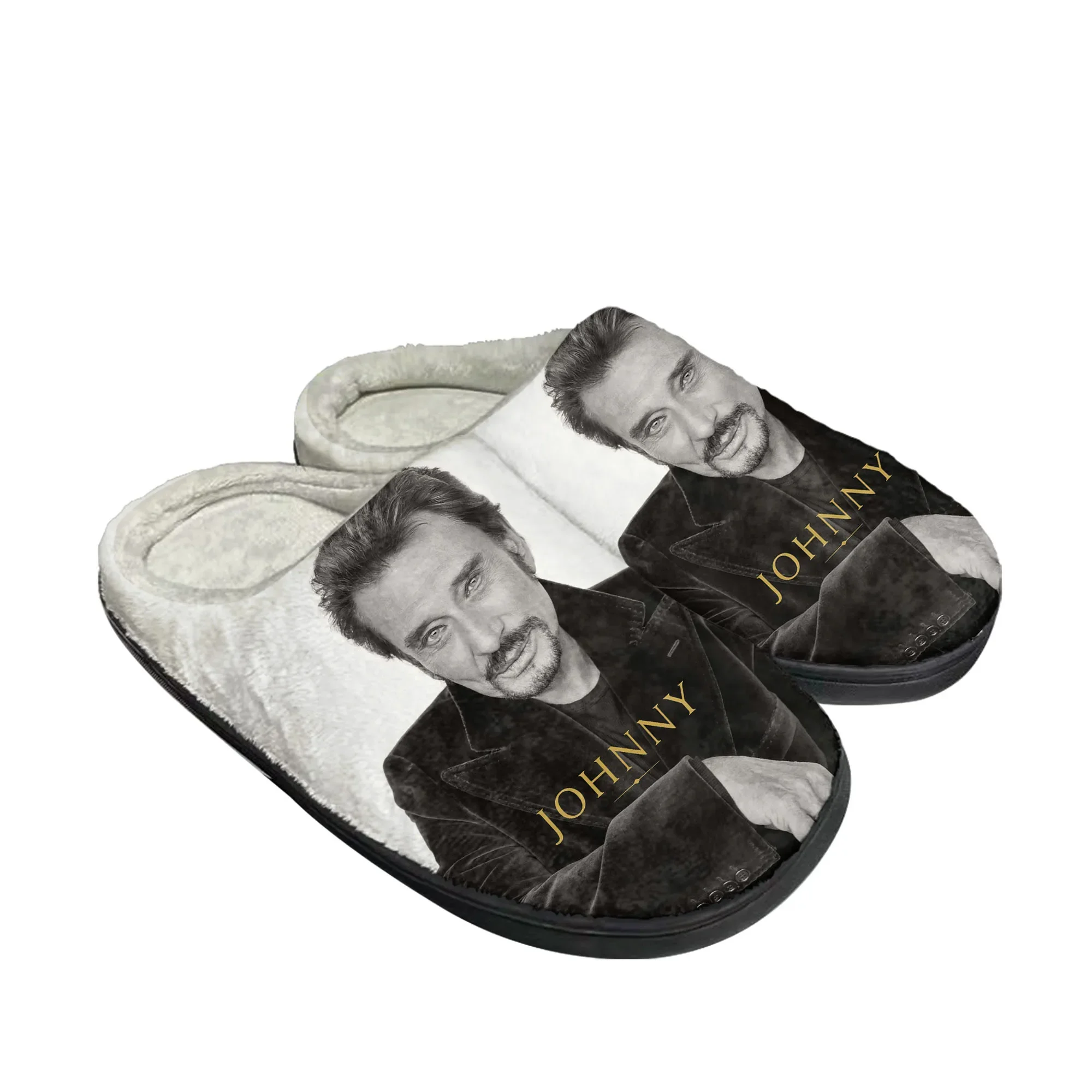 Men Shoes Winter - Johnny Hallyday Rock-Sänger Baumwoll-Hausschuhe für Damen