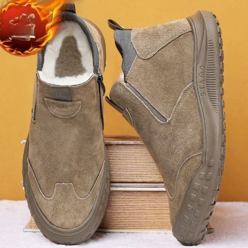 Men'S Shoes Loafers Casual - Winter-Herrenschuhe, Plüsch, warme Baumwollschuhe, modische High-Top-Freizeitschuhe,