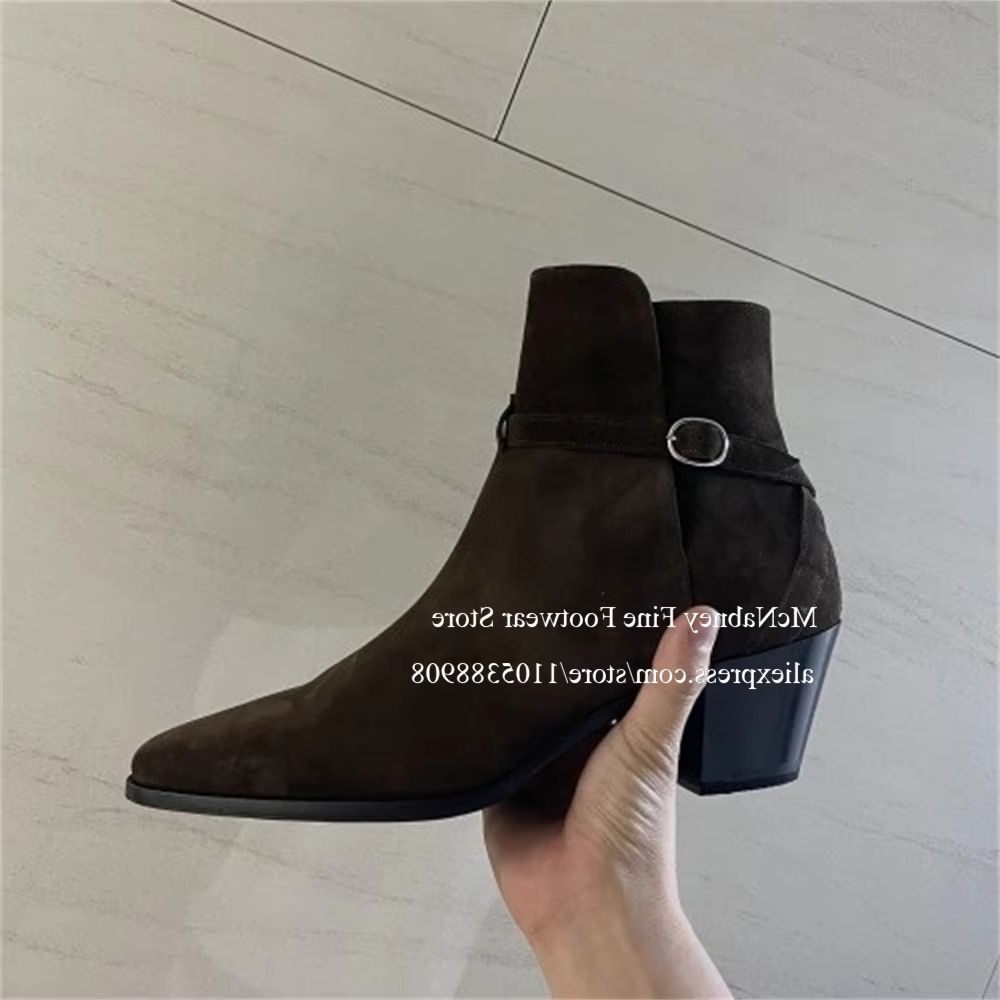 Men Shoes Formal - Luxuriöse schwarze Wildleder-Chelsea-Stiefel mit Schnallenverschluss für