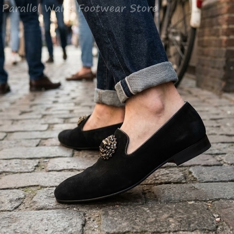 Herren Wildleder-Loafer mit St – Men Shoes Formal Bewertung und Preis