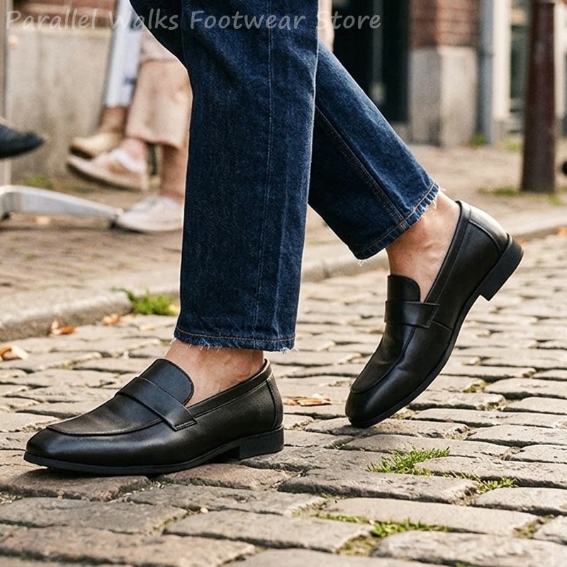 Herren Schwarze Leder-Penny-Lo – Men Shoes Formal Bewertung und Preis
