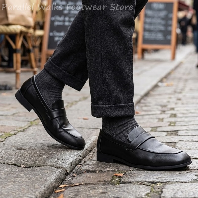 Herren Schwarze Leder-Penny-Lo – Men Shoes Formal Bewertung und Preis