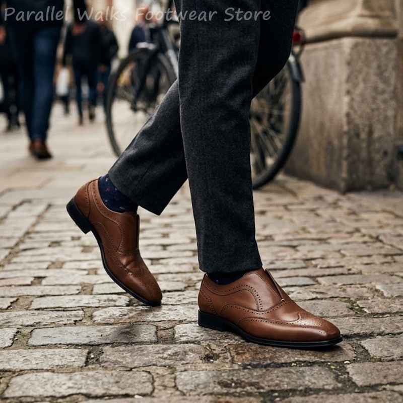 Herren Braune Leder-Brogue-Sch – Men Shoes Formal Bewertung und Preis