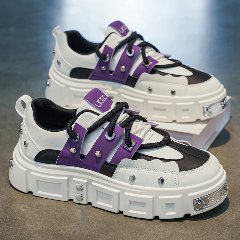 Punk-Nieten-Sneaker mit dicker – Men Shoes White Colour Bewertung und Preis