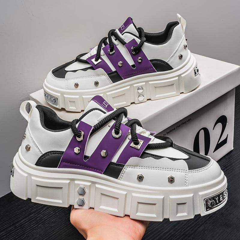 Punk-Nieten-Sneaker mit dicker – Men Shoes White Colour Bewertung und Preis